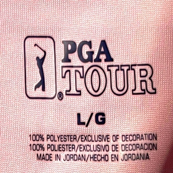 PGA Tour Men’s Leisure Pink Striped Golf Polo Shirt Size Large - Picture 3 of 3